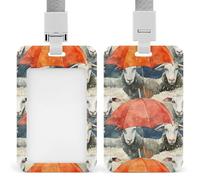White Sheep Umbrella Badge Holders Name Tag Holders ID Card Holders Vertical Card Protector 6.8x11cm