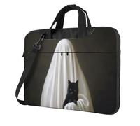 White Sheet Ghost Holding Black Cat Vintage Laptop Bag Laptop Case 15.6 Inch Computer Bags Padded Sleeve Cover For Women Men