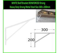 White Shelf Bracket Reinforced Strong Heavy Duty Strong Metal Steel Size: 300 X 200mm ( Pack Of: 3 )