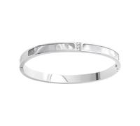 White Shell Inlaid Alloy Cuff Featuring 3 Crystals Stones Modern Minimalist Jewelry Accessory For Trendy Women Everyday Wear