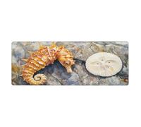 White Shells And Seahorses Mouse Pad In Big Extended Non-Slip Rubber Base Mousepad With Stitched Edges Gaming Pc Desktop Large Mouse Pad 11.8x31.5