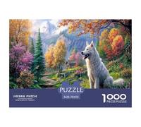 White Shepherd Jigsaw Puzzles Puzzles for Adults Kids. 1000 Piece Mountain Village Impossible Challenge Toy s Home Decoration for Adults& Kids Age 14 Years Up 70x50cm/1000pcs