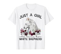 White Shepherd Shirt Just A Girl White German Shepherd Dog T-Shirt