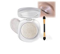 White Shimmer Eyeshadow Powder with Silver Glitter - Metallic Sparkly High-Shine Pressed Single Pan Compact for Eye Makeup, Long Lasting, Vegan &, Pearlised Finish, Iridescent Effect, Everyday &