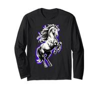 White Shire Horse Purple Aura Equestrian Rearing Long Sleeve T-Shirt