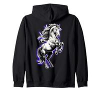 White Shire Horse Purple Aura Equestrian Rearing Zip Hoodie
