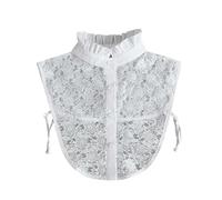 White Shirt Collars for Women, Hollow Out Floral Detachable Collar Removable Dickey False Collar, Women Half Shirt Blouse Top Detachable Fake Collar Pleated Neckline