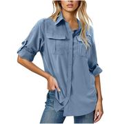 White Shirt for Women Women's Safari Shirt Sun Protection Quick Dry Lightweight Long Sleeve Travel Fishing Blouses Collared Tops with Multi Pockets for Outdoor Hiking Camping