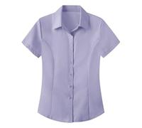 White Shirts for Women - Womens Work Button Short Sleeve Shirts Ladies Regular Fit Formal Office Shirt Wrinkle Free Collared Casual Dressy Blouse Solid Premium Fitted Workwear