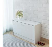 White Shoe Cabinet Storage Organizer with Bench - MDF, 80x24x45 cm - Holds 5-6 Pairs - Easy Assembly | 243050