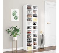 White Shoe Cabinet Tall Storage Unit Engineered Wood - 54x34x183cm