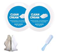 White Shoe Cleaner Cream, 2026 Multi-Functional Cleaning and Stain Removal Cream with Sponge, Shoes Decontaminate Solid Paste (2pcs)
