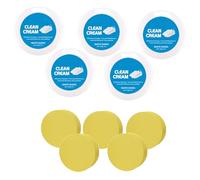 White Shoe Cleaner Cream, Multipurpose No-Wash Solid Cleaning Paste with Sponge, Shoes Decontaminate Solid Paste, Deep Stain Remover & Deodorizer, Shoe Cleaning Kit for Sneaker And Leather (5Pc)