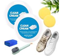 White Shoe Cleaner Cream, Multipurpose No-Wash Solid Comes with Sponge Removes Stains, For Shoes (2Pcs)