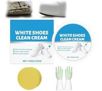 White Shoe Cleaner Cream, Multipurpose No-Wash Solid Comes with Sponge Removes Stains, Solid Paste for Shoes Care (1pc)