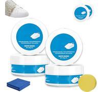White Shoe Cleaner Cream - Multipurpose No-Wash Solid Formula with Sponge, Effortlessly Removes Stains from White Sneakers, Leather & More, Quick & Easy (1)