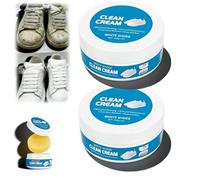White Shoe Cleaner Cream with Sponge - No-Wash Multipurpose Cleaning Paste for Leather Sneakers & Soles, Effortlessly Removes Dirt & Stains, Instantly Restore Your Shoes to Like-New (2Pcs)