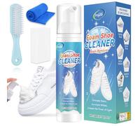 White Shoe Cleaner, Trainer Cleaning Kit with Brush, Towel and Sponge, Safe Material, Ready Foam Easy to Apply, Wet Wash or Waterless, Suitable for Sneakers, Canvas, Leather, Knit Shoes (200 ml)