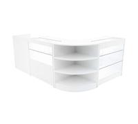 White Shop Counter Set Theia LED Light K900 C900 LM60 TB60 90cm 60cm W Lockable Sliding Doors Keys Retail Storage Units Till Block Glass Display Showcase Cabinet Corner Clothing Jewellery Shelves