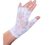 White Short Half Finger Floral Lace Gothic Steampunk Victorian Gloves