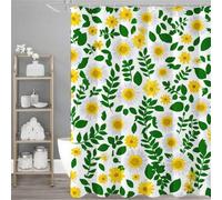 White Shower Curtain 59.1x70.8inch, Shower Curtain Flower Pattern Design with 12 Plastic Curtains Hooks, Waterproof Bathroom Curtains, Weighted Hem, Washable, Quick Dry, Home Decor, 150x180cm,Model728