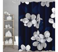 White Shower Curtain 94.4x70.8inch, Shower Curtain Flower Pattern Design with 12 Plastic Curtains Hooks, Waterproof Bathroom Curtains, Weighted Hem, Washable, Quick Dry, Home Decor, 240x180cm,Model746