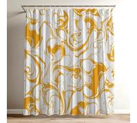 White Shower Curtain Extra Long Shower Curtain 160 x 200 cm / 62 x 78 inch, Soft Polyster Fabric, Quick Dry, 3D HD Printed Includes 12 Plastic Hooks, Washable Bathroom Curtains for Tub Orange Wy-186