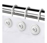 White Shower Curtain Hooks, Rust Proof Shower Curtain Rings for Bathroom, Metal Decorative Shower Curtain Hooks Hangers for Shower Curtain Rod and Liner, Shower Hooks for Shower Curtain Set of 12