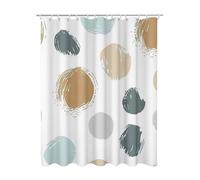White Shower Curtain, Polka Dots Curtains with 12 Shower Curtain Hooks, Extra Long Bathroom Curtains Weighted Hem, Quick Drying Waterproof Polyester Fabric for Outdoor Garden Wet Room 180x200 E-99
