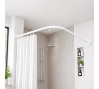 White Shower Curtain Rail Kit, Non Rust Aluminium for Corner Baths | Versatile white aluminium shower rail for corner baths, walk-in showers, L-shape, U-shape or straight installations.