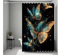 White Shower Curtain, Shower Curtains Butterfly Bathroom Curtains with 12 Hooks, HD Printing Waterproof Bath Curtain Quick-Drying Washable for Wet Room, Bathroom Decor, Gifts 90x200cm -ly25072OG