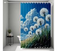 White Shower Curtain, Shower Curtains Dandelion Bathroom Curtains with 12 Hooks, HD Printing Waterproof Bath Curtain Quick-Drying Washable for Wet Room, Bathroom Decor, Gifts 90x200cm -ly25072IS