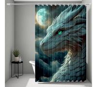 White Shower Curtain, Shower Curtains Dragon Bathroom Curtains with 12 Hooks, HD Printing Waterproof Bath Curtain Quick-Drying Washable for Wet Room, Bathroom Decor, Gifts 90 x 200 cm -ly250720U