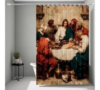 White Shower Curtain, Shower Curtains The Last Supper Bathroom Curtains with 12 Hooks, HD Printing Waterproof Bath Curtain Quick-Drying Washable for Wet Room, Bathroom Decor 36x80inch -ly25072O6