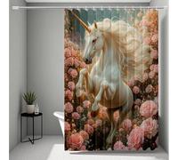 White Shower Curtain, Shower Curtains Unicorn Bathroom Curtains with 12 Hooks, HD Printing Waterproof Bath Curtain Quick-Drying Washable for Wet Room, Bathroom Decor, Shower Stall 90x200cm -ly25072OI