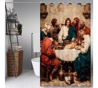 White Shower Curtain The Last Supper Shower Curtains for Bathroom, HD Printing Waterproof Bathroom Curtains with 12 Hooks, Polyester Bath Curtain Machine Washable, Shower Stall 64x80inch -ly25072Z3