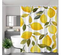 White Shower Curtain, Waterproof Shower Curtain for Bathroom with 12 Hooks, Weighted Hem, Polyester Fabric Washable Quick Dry for Bathtub Outdoor Garden Room Decor Lemon 200 x 200 cm 79 x 79 In 2Y#141
