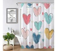 White Shower Curtain,Weighted Shower Curtain for Bathroom,Washable Quick-Drying,Resistant Waterproof with 12 Pcs Hooks,Love Fabric Extra Long Curtains,for Wet Room Bathtub 160x200cm 63x79Inch Z-226