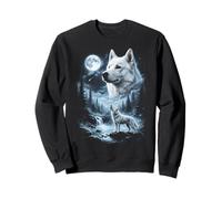 White Siberian Husky Howling to the Moon Retro 90's Dog Sweatshirt