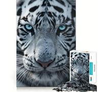 White Siberian Tiger Jigsaws for Adults1000 Pieces Brain Memory Game Fine Cut Premium Finishing Engaging Way to Pass Free Hours (38x52cm)
