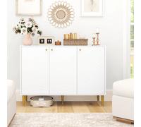 HOMCOM Sideboard Storage Cabinet with 3 Carved Line Doors and 5 Legs White