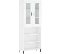 White Sideboard Cabinet with 2 s Doors - Tall Buffet Console for Living Room, Bedroom & Office - Slish Sto with 3 Shelves - Modern Fur Solut