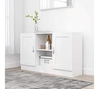 White Sideboard Cabinet with Sliding Door Stackable Buffet Storage for Dining Room Living Room & Hallway - Engineered Wood 120x30.5x70 cm