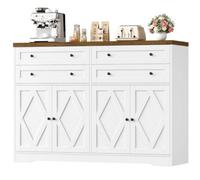White Sideboard, Kitchen Cabinet With 4 Drawers And 4 Doors,modern Kitchen Cupboard