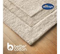 (White) Silentnight Supersoft Bathmat Super Soft & Absorbent 100% Cotton BCI - Quick Drying Plush Texture Non-Slip Base Bathmat - 80 x 50cm - Machine Washable