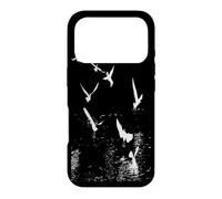 White Silhouette Of A Flock Of Seagulls Over Water Case for iPhone 17 Pro