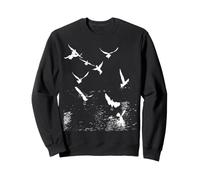 White Silhouette Of A Flock Of Seagulls Over Water Sweatshirt