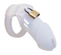 White Silicone Chastity Cage, Male Sex Toy Cock Cage with Lock, Lightweight Clear Penis Cage, Vented Cock Cage with Multi Ring Sizes