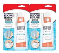 White Silicone Sealant - High-Performance Waterproof Sealant for Bathroom & Kitchen, Multipurpose Use (2 x 70g Tubes)