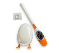 White Silicone Toilet Brush & Holder Set - Modern Bathroom Cleaning Tool | Wall-Mounted or Freestanding Design | Hands-Free Open/Close Holder | Durable, Hygienic, & Stylish | UK Seller